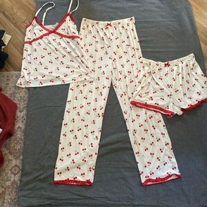 Cherry Print Women's Sleepwear Set cozy comfortable great condition